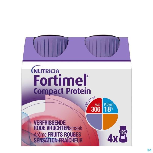 Fortimel Compact Protein Fraich. Fr.rouge 4x125ml