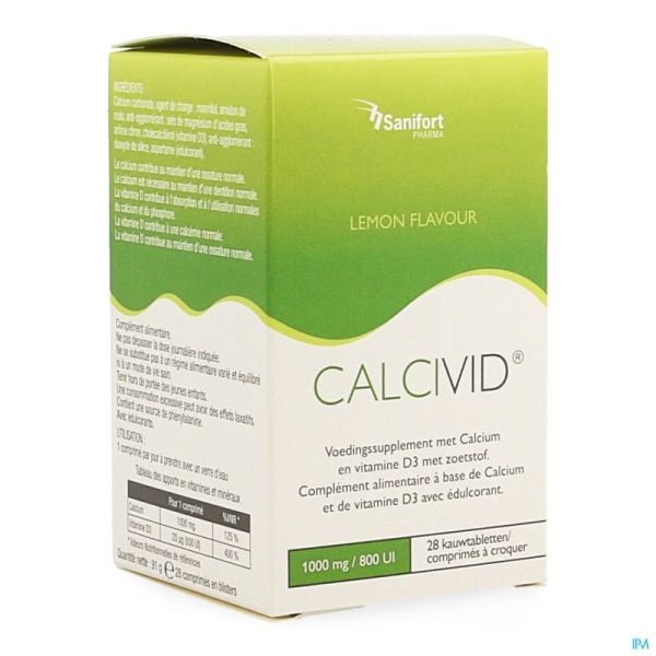 Calcivid 1000Mg/800Ie Lemon Chew 28 Tabl